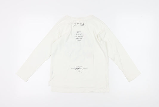 Zara Girls White Music Graphic Long Sleeve T-Shirt 9 Years