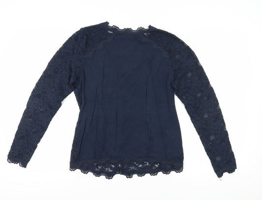 Rosemunde Women's Blue Lace V-Neck Blouse - Size L