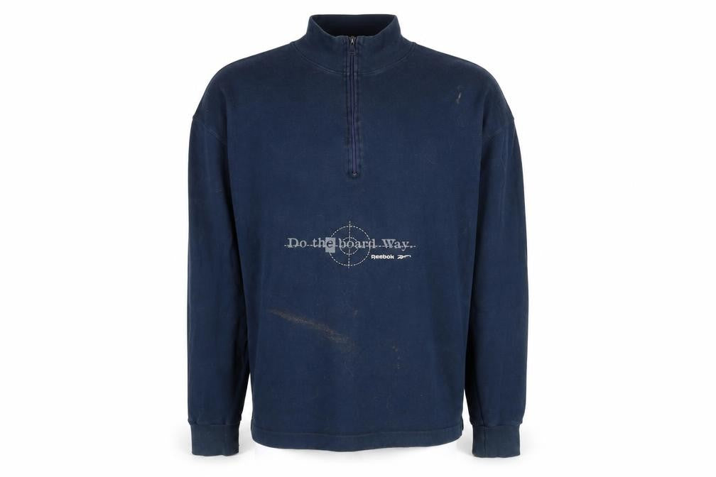 Mens UK M Regular Reebok Blue 1/4 Zip Sweatshirt