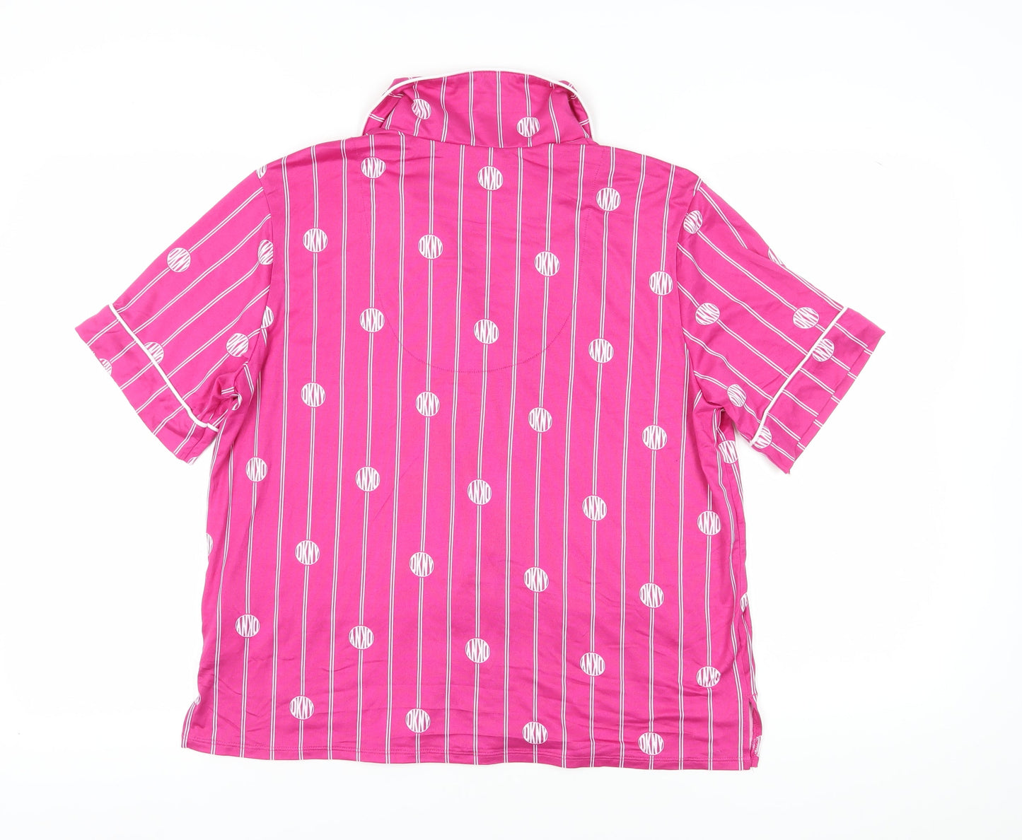 DKNY Women's Pink Striped Pyjama Top, Size L