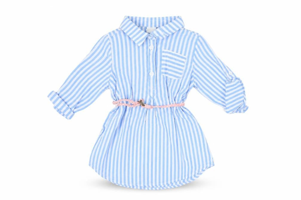 H&M Unisex Baby Blue Striped Tunic with Belt, 12 Months