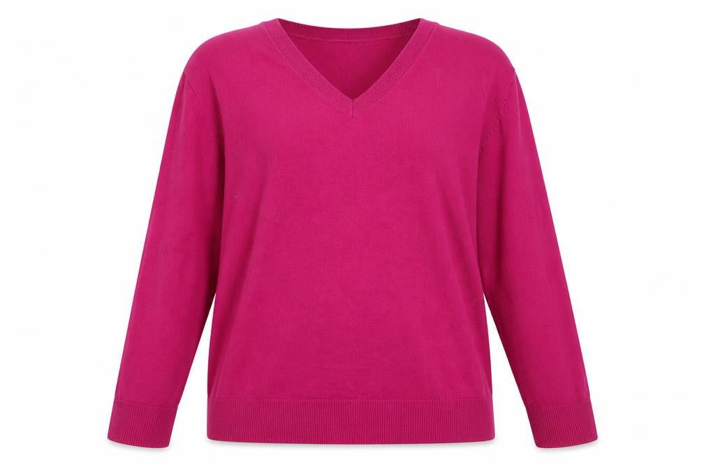 Ava & Viv Women's Pink V-Neck Pullover Jumper 2XL