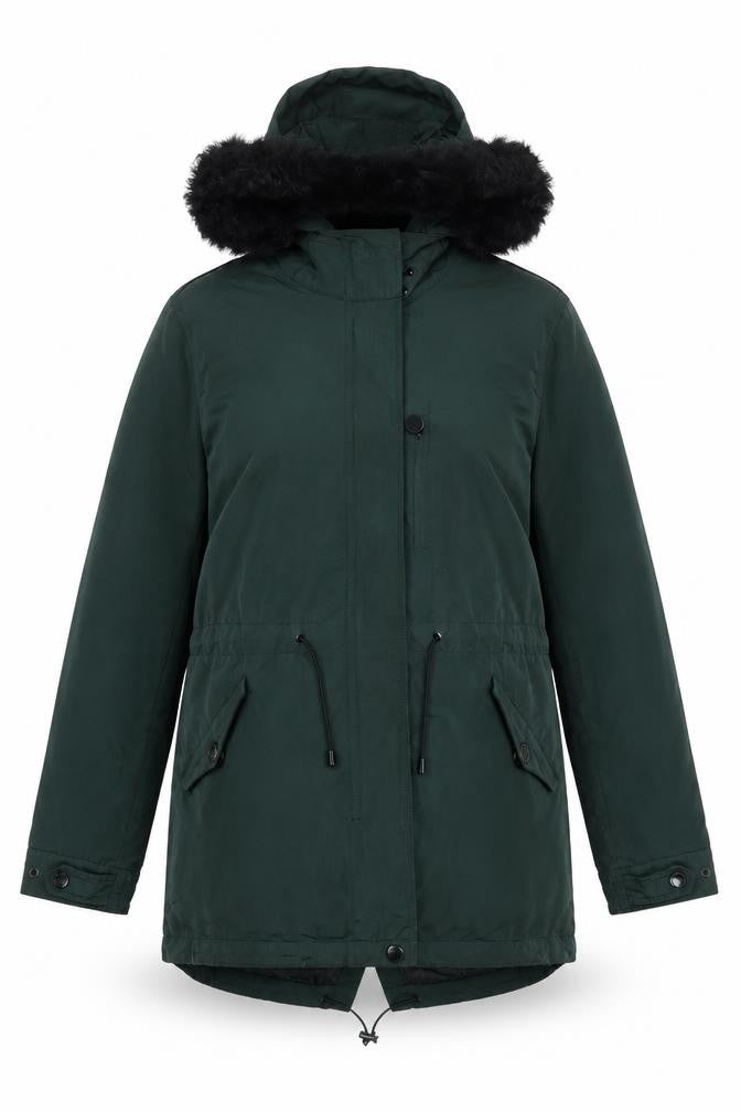 Womens UK Size 4 Regular Massimo Dutti Green Polyamide Coat