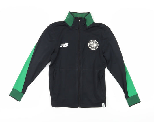 New Balance Boys Sweatshirt, Black and Green, 9-10 Years, Full Zip