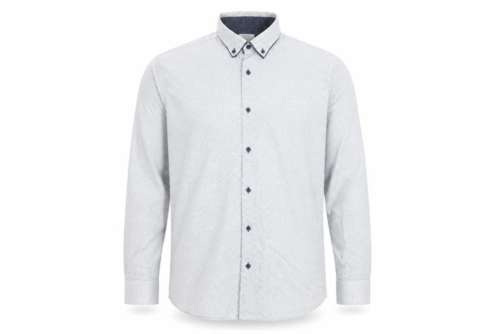 Next Men’s White Long Sleeve Geometric Shirt - Large