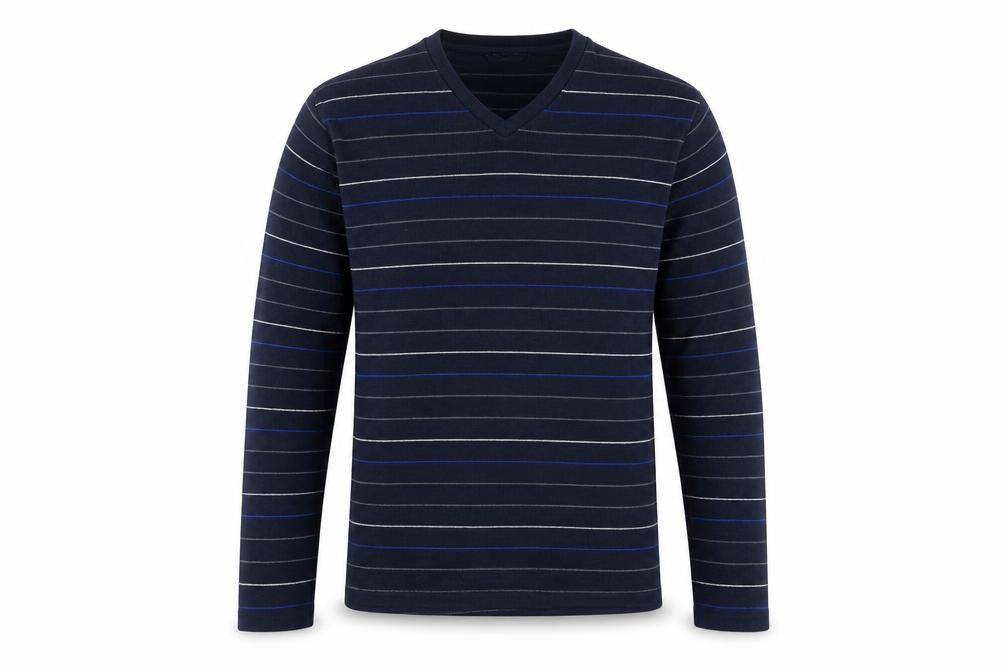 Marks and Spencer Men's Blue Striped Sweatshirt L