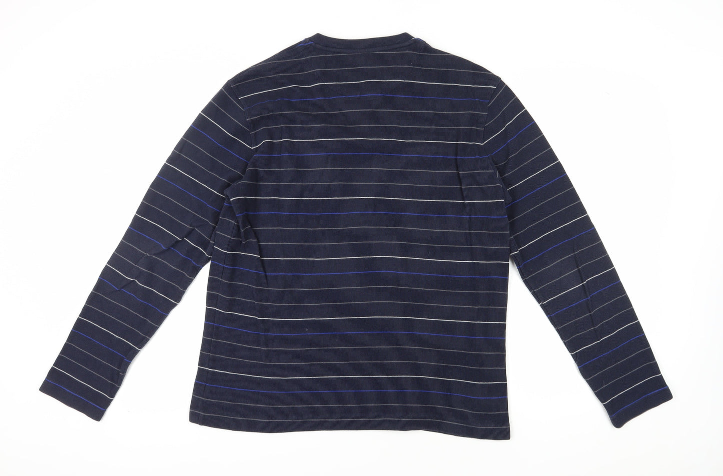 Marks and Spencer Men's Blue Striped Sweatshirt L