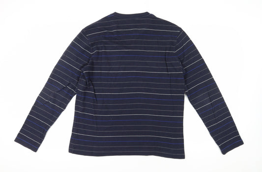 Marks and Spencer Men's Blue Striped Sweatshirt L