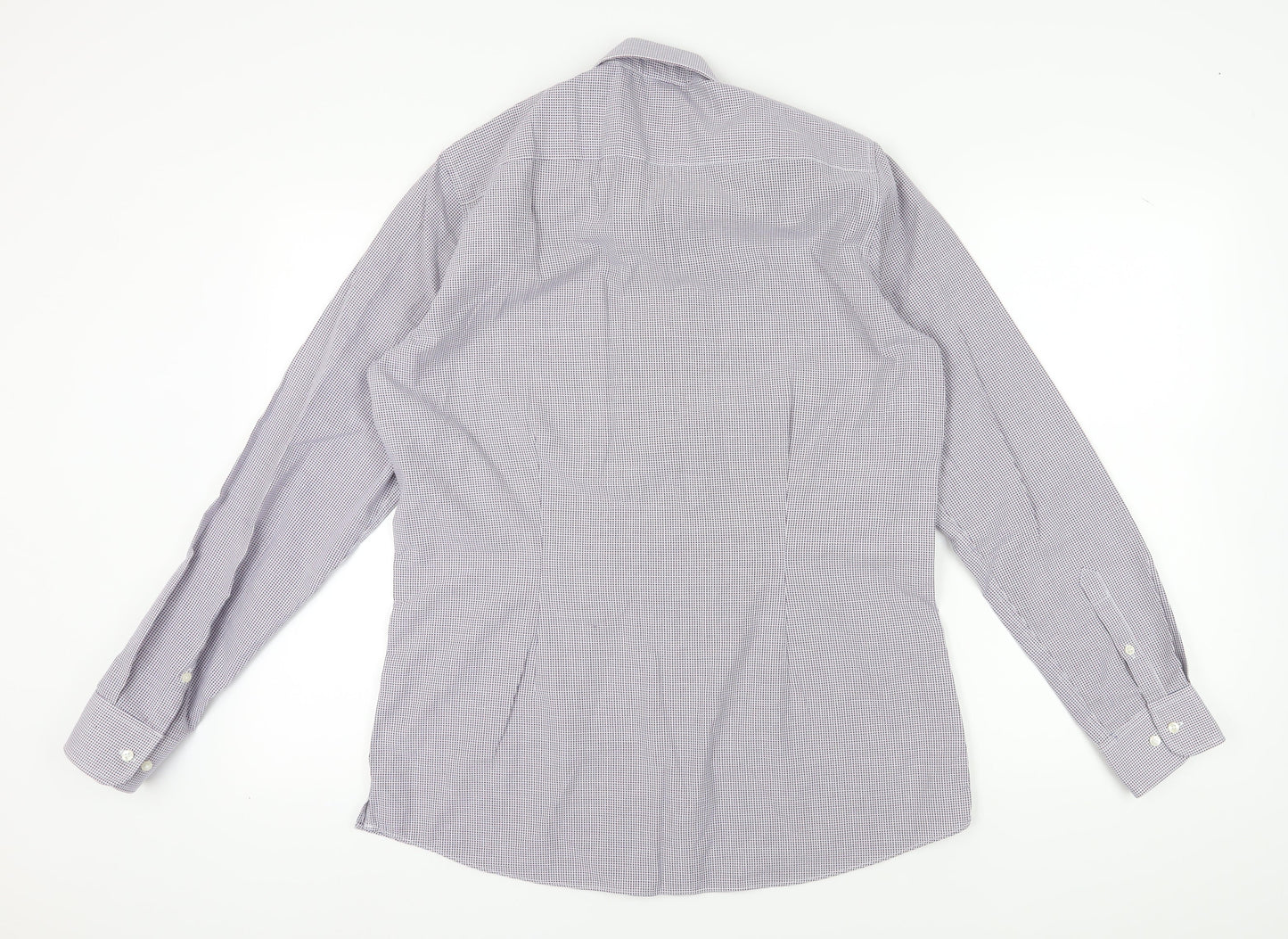 Next Men's Purple Check Dress Shirt 16.5 Collar