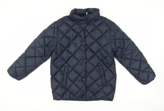 MNG Boys Blue Quilted Jacket 13-14 Years Lined Mid-Length