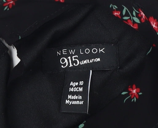 New Look Girls Black Floral Fit & Flare Dress, 10 Years