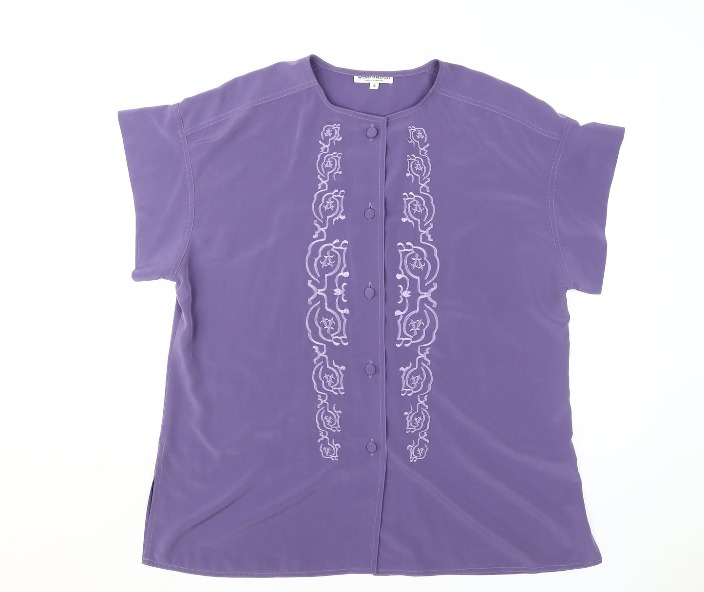 Windsmoor Women's Purple Blouse, Size 16, Casual Short Sleeve