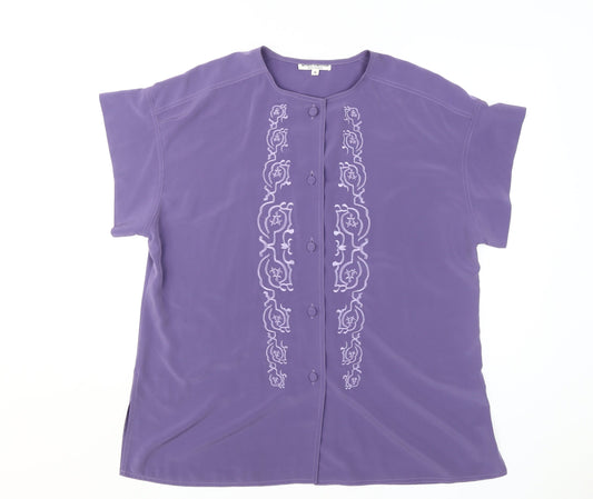 Windsmoor Women's Purple Blouse, Size 16, Casual Short Sleeve