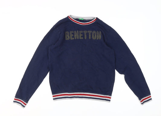 United Colors of Benetton Blue Boys 2XL Pullover Sweatshirt