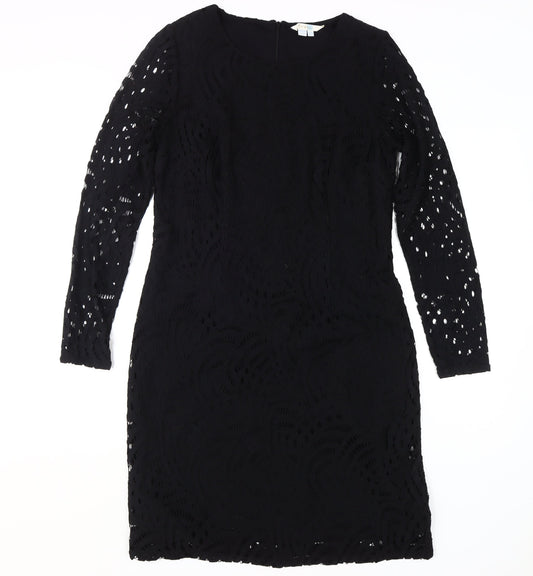 Boden Women's Black Sheath Dress, Size 12, Long Sleeve