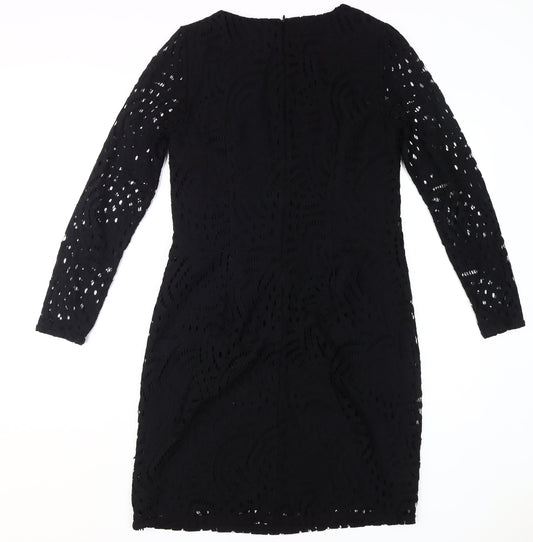 Boden Women's Black Sheath Dress, Size 12, Long Sleeve