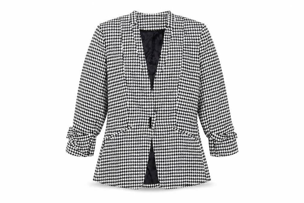 H&M Women's Black & White Check Blazer Size 6