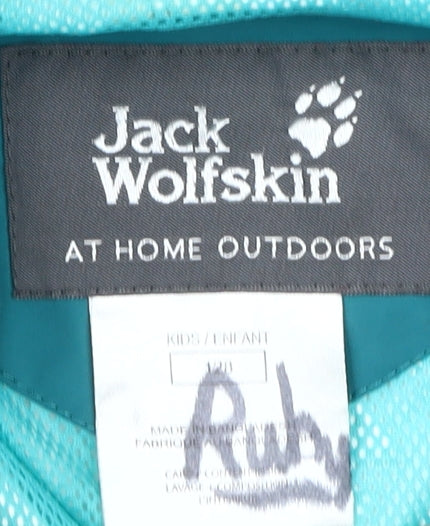 Jack Wolfskin Girls Green Mid-Length Rain Coat - M