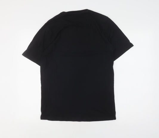 Jigsaw Men's Black Cotton T-Shirt, Size S, Crew Neck
