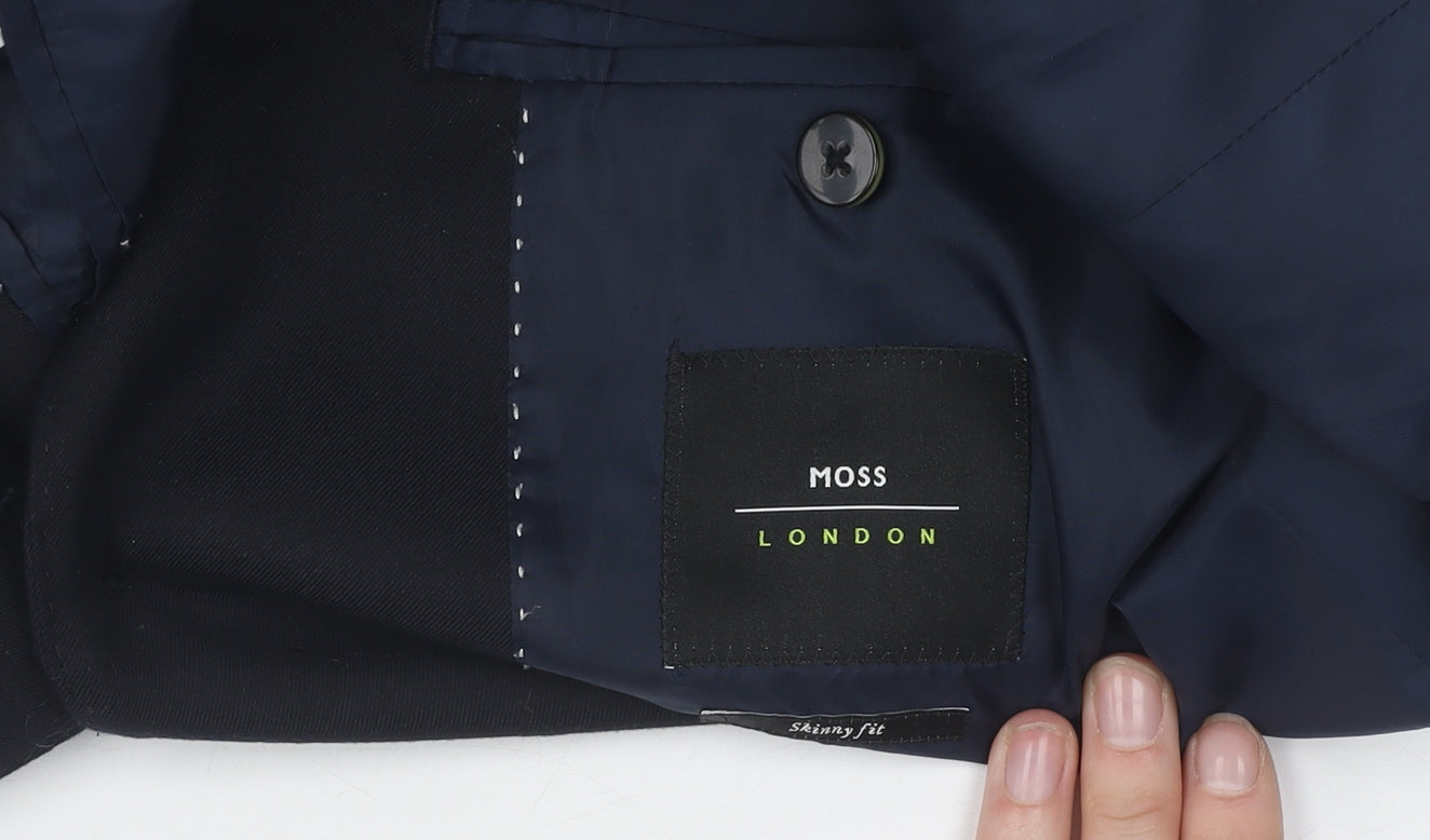 Moss London Men's Blue Blazer 42R Skinny Fit