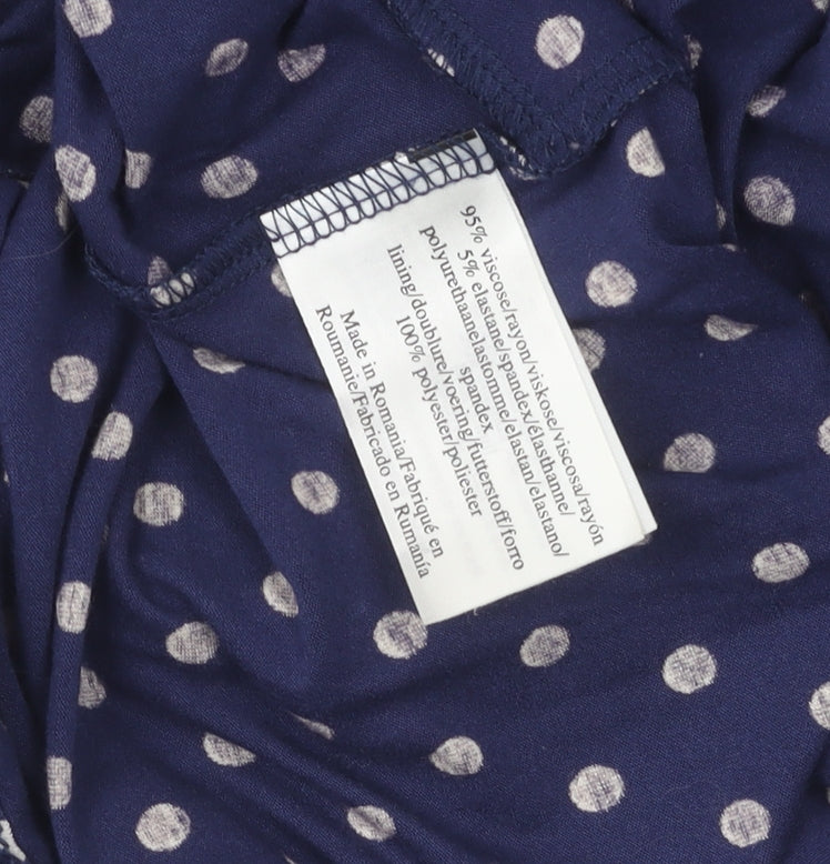 Laura Ashley Women's Blue Polka Dot A-Line Dress Size 12