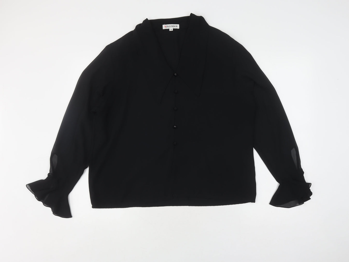 Windsmoor Women's Black Blouse, Size 14, Casual Collared