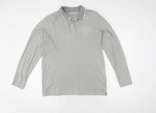 Jack & Jones Men's Grey Long Sleeve Polo M