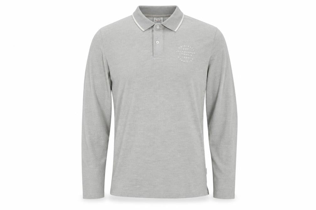 Jack & Jones Men's Grey Long Sleeve Polo M
