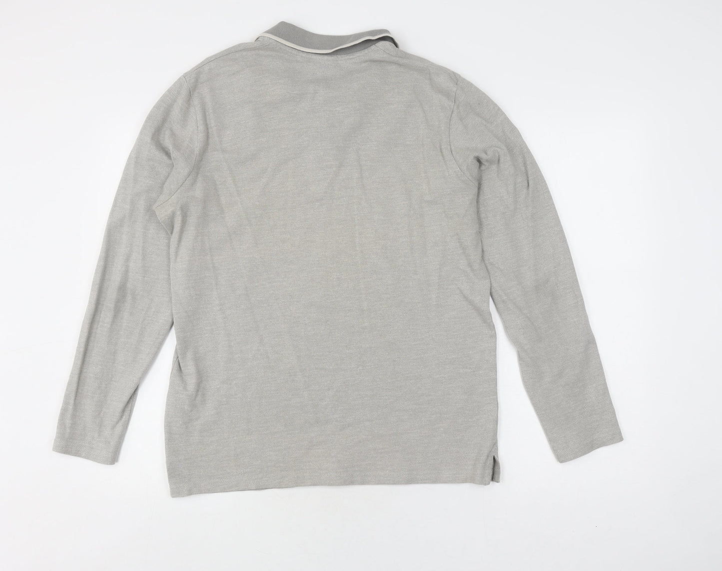 Jack & Jones Men's Grey Long Sleeve Polo M