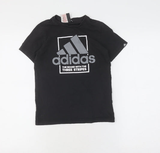 Adidas Boys Black Logo T-Shirt, 9-10 Years, Short Sleeve