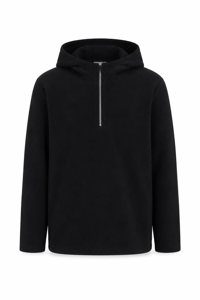 Front view of Mountain Warehouse boys’ black fleece hoodie 11-12 years