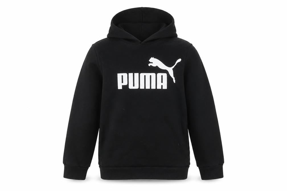 Front view of Puma boys’ black hoodie pullover 11-12 years sports logo