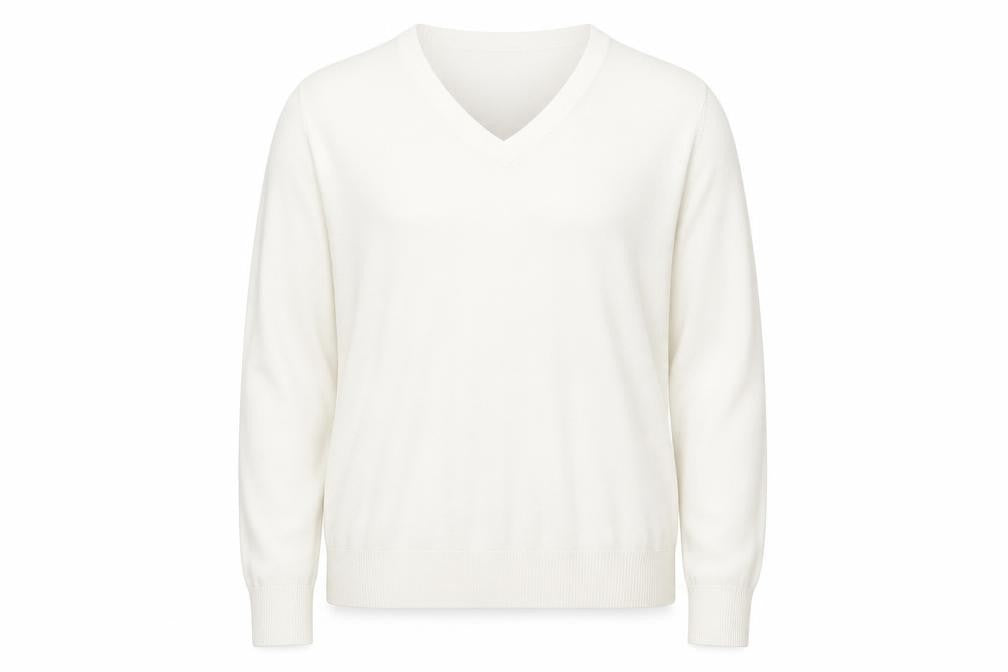 Gap Women's Ivory V-Neck Cotton Pullover Jumper S
