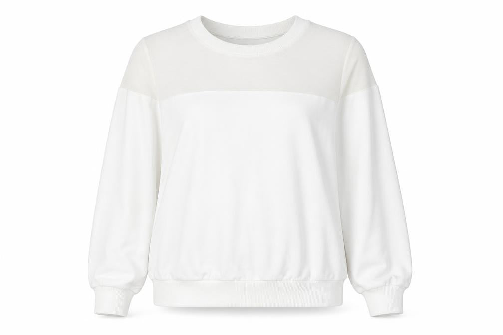 White Womens Pullover Sweatshirt, Lightweight Size M,