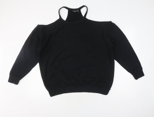 Sparkle & Fade Women's Black Cold Shoulder Sweatshirt S