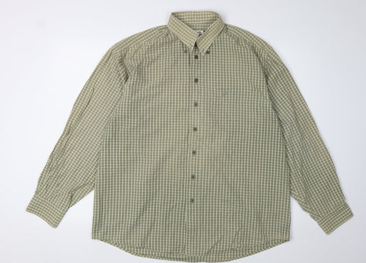 Farah Men's Green Check Long Sleeve Button-Up Shirt L