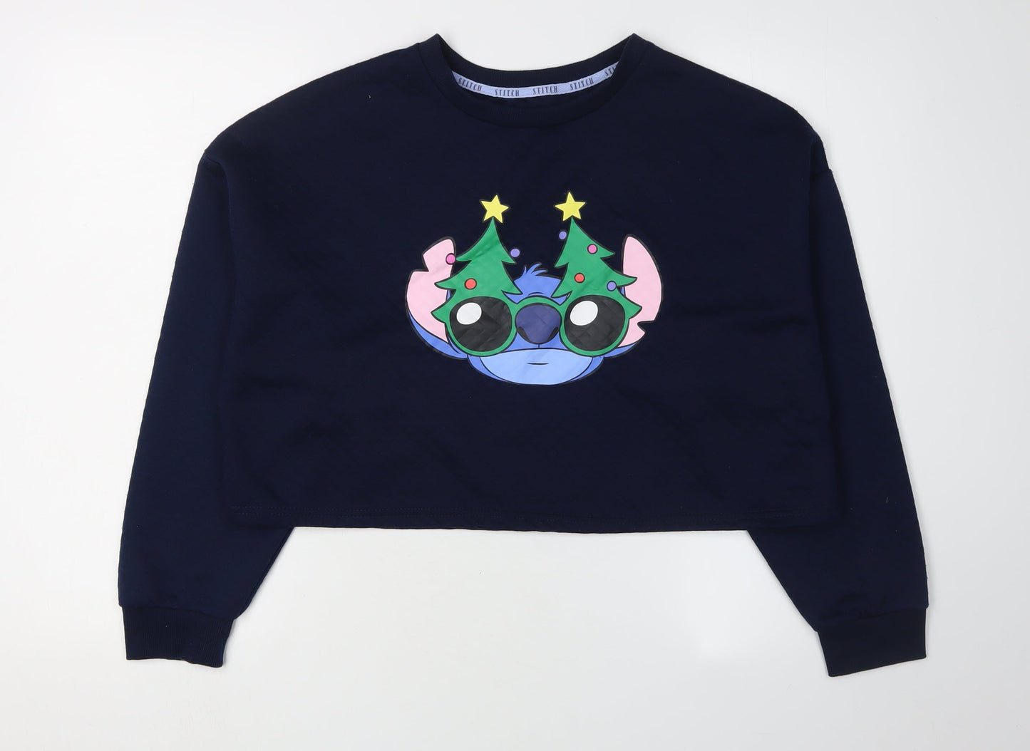 Disney Women's Navy Stitch Sweatshirt L, Christmas Theme