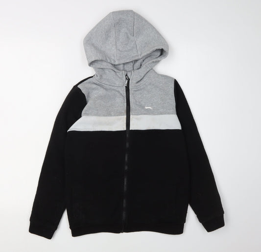 Slazenger Boys Colourblock Hoodie Grey Black 11-12 Years