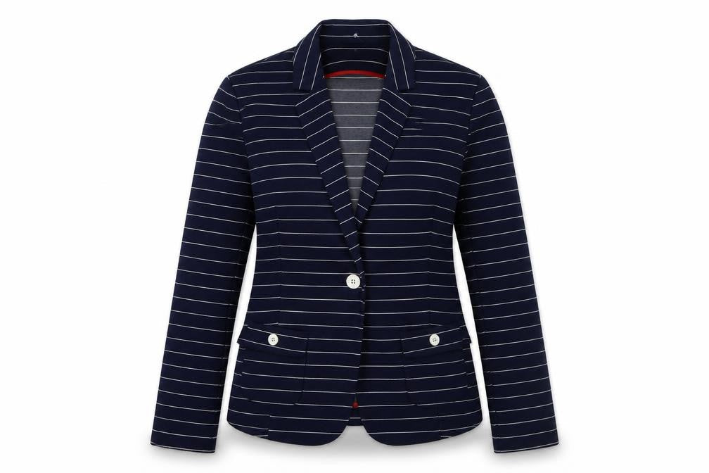 Isle Women's Blue Striped Suit Jacket Size 12
