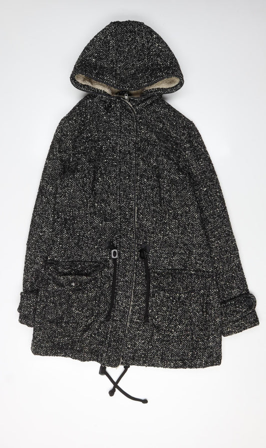 Next Women's Black Parka Jacket Size 8 with Hood
