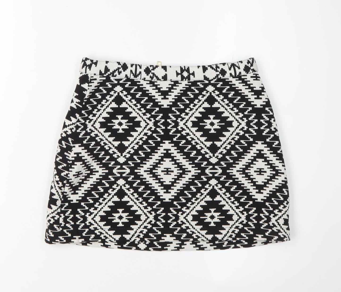 Topshop Women's Black Geometric Short Skirt Size 6