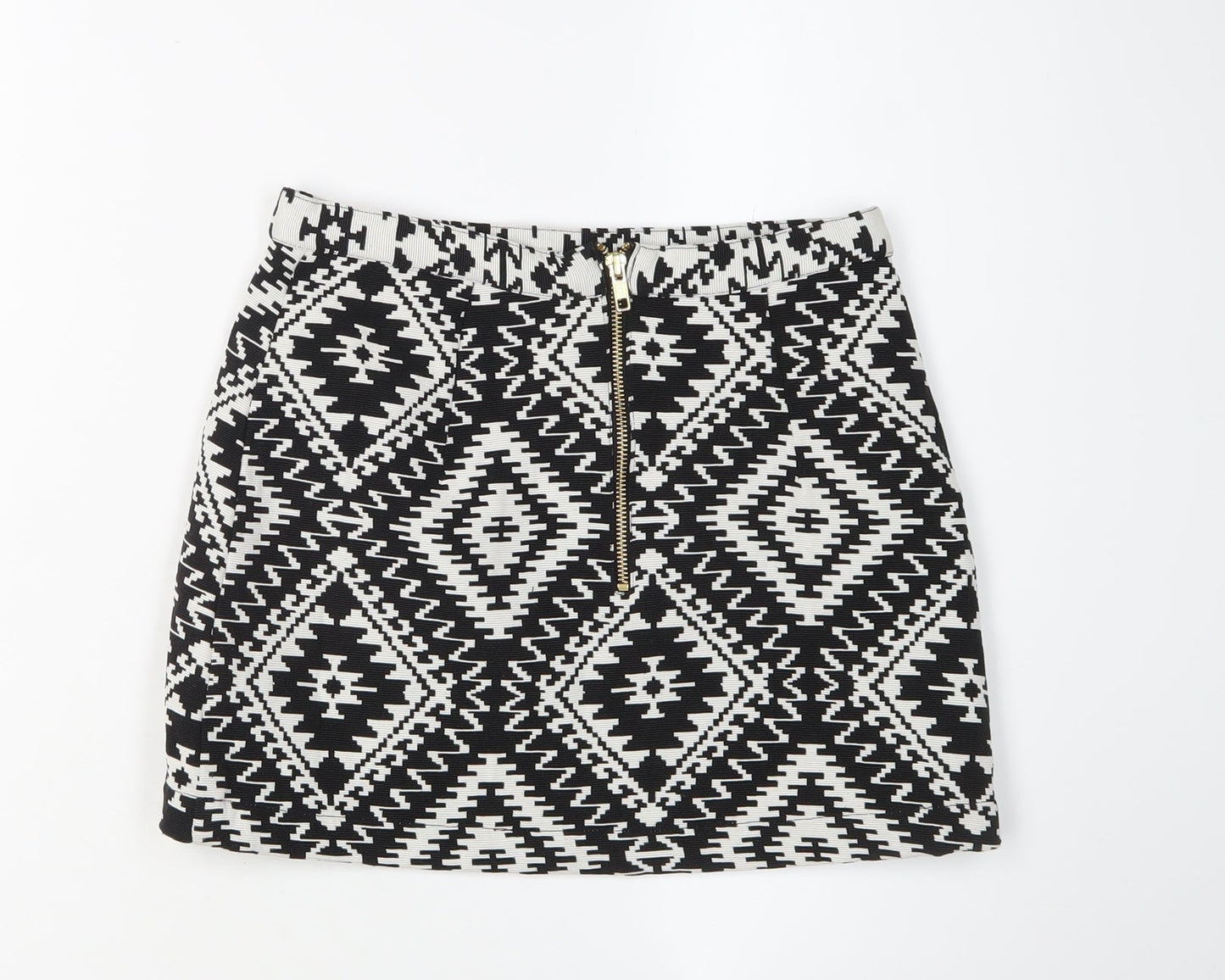 Topshop Women's Black Geometric Short Skirt Size 6