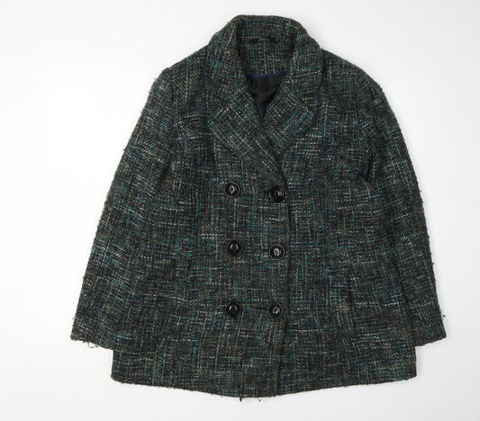 BM Collection Women's Multicolour Pea Coat Size 14 - Classic Elegance