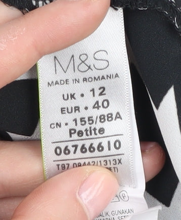 Marks and Spencer Women's Black Houndstooth Shirt, Size 12