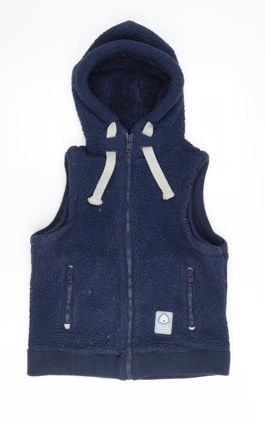 Superdry Unisex Blue Fleece Hooded Waistcoat L
