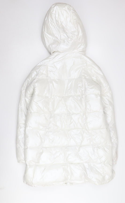 Next Women’s White Puffer Jacket, Size 8, Hooded, Casual
