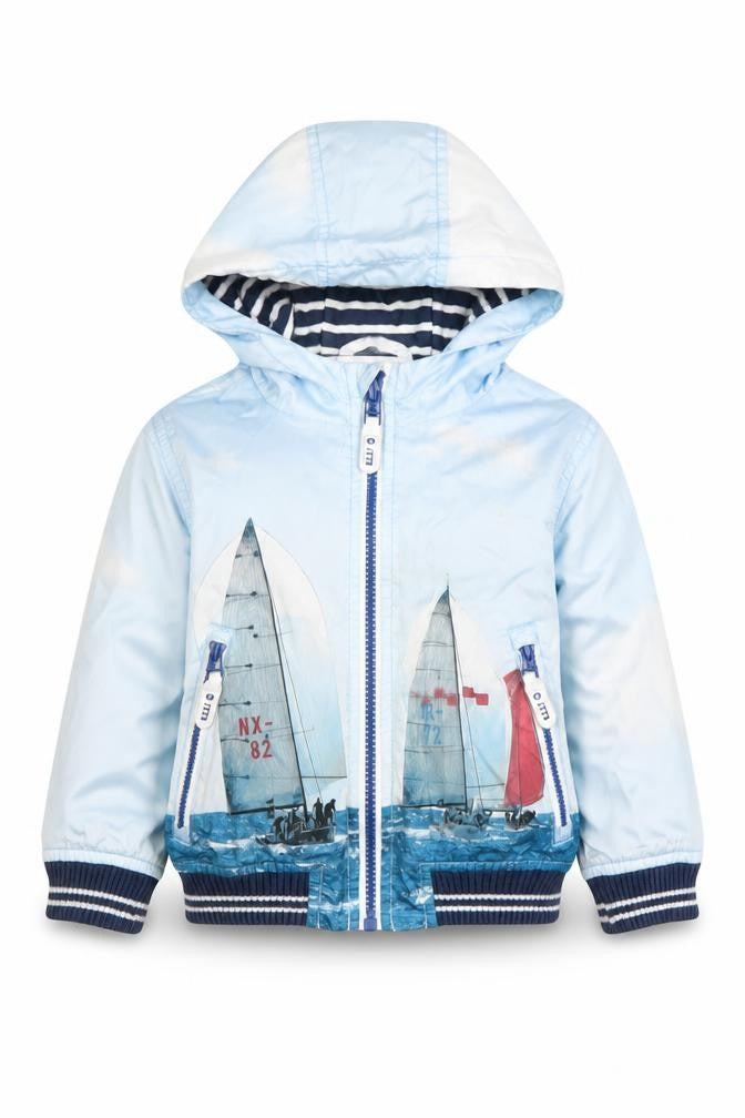 Next Boys Blue Bomber Jacket 2 Years Nautical Graphic Hooded
