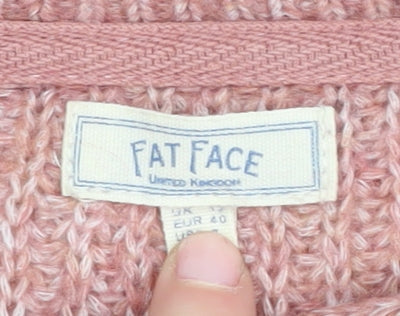 Fat Face Women's Pink Pullover, Size 12, Chunky Knit Jumper