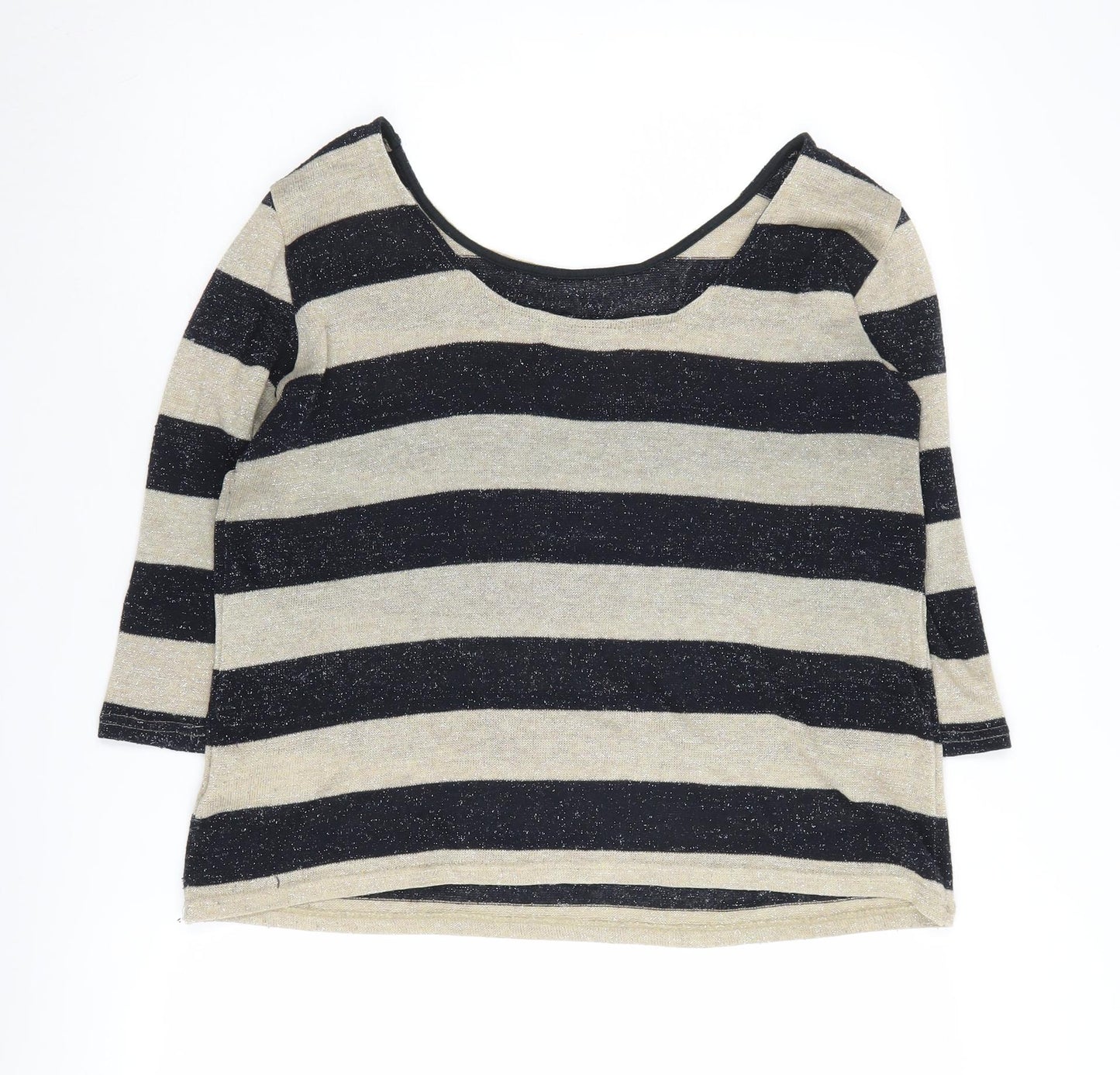Oasis Women's Black Striped Pullover Jumper L