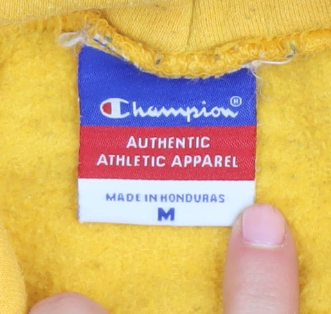 Champion Yellow University Hoodie, Unisex M, Pullover Style